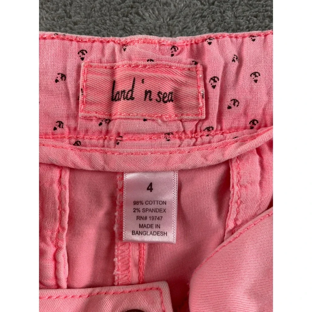 Land 'n Sea Womens Pink Chino Shorts Sz 4 Mid Rise Stretch Cotton Summer Casual